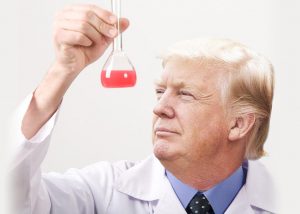 Trump holding a beaker
